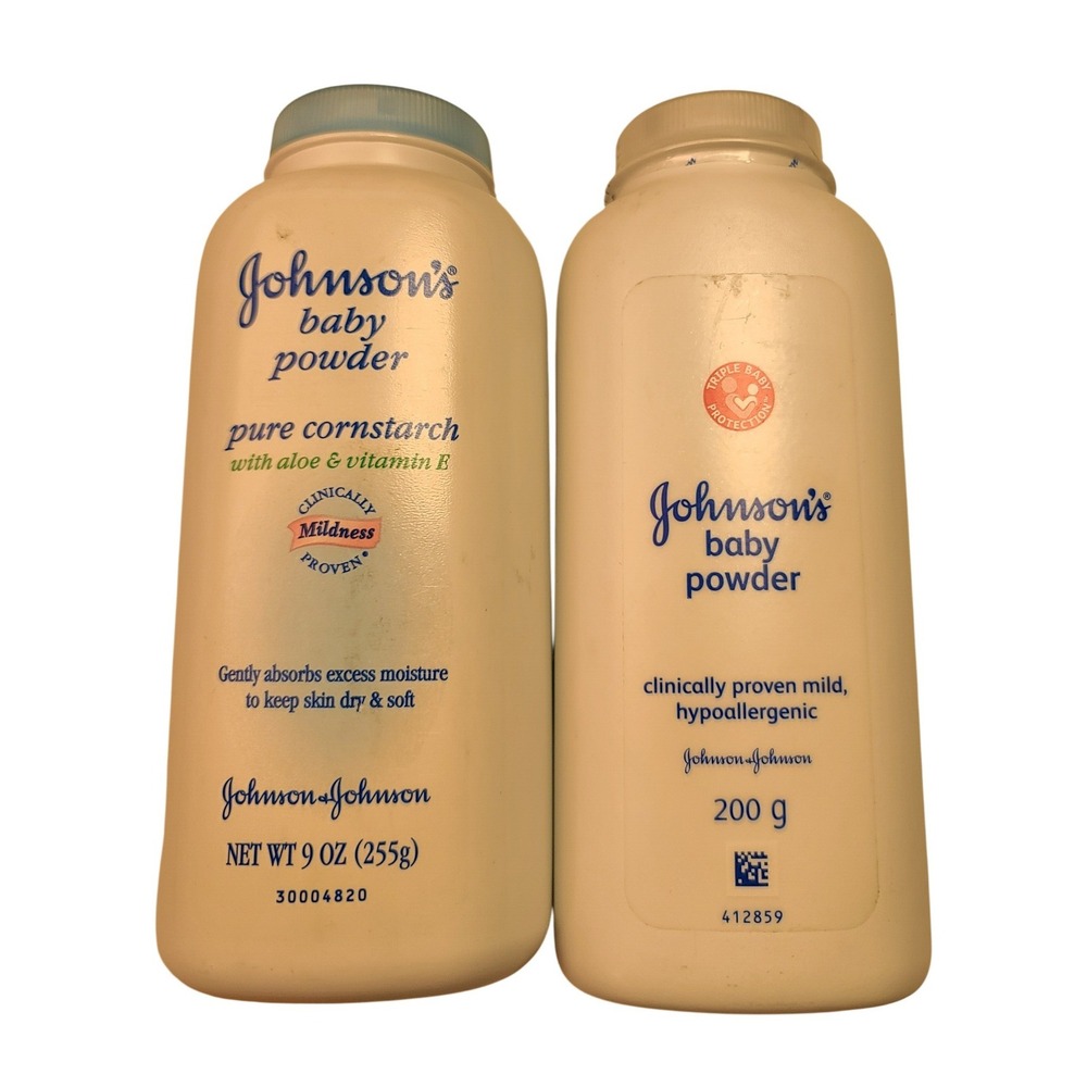 Johnson's Baby Powder Bundle Pure Cornstarch Aloe 9oz and Classic 200g Sealed